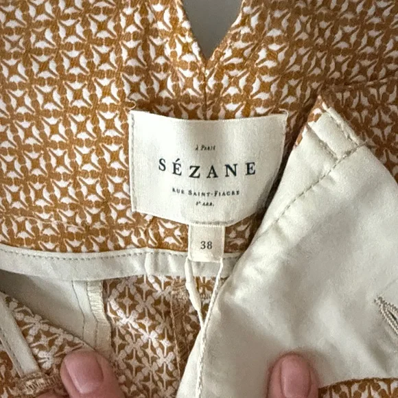 Sézane Jacquard Susie Gold Women's Pants - Picture 4 of 8
